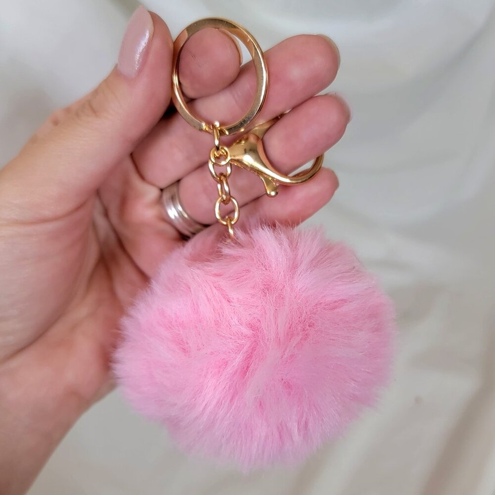 7 Fluffy PomPom Keychains, Brand New, Tons of Colors, You Choose Your Color(s) - Picture 4 of 4
